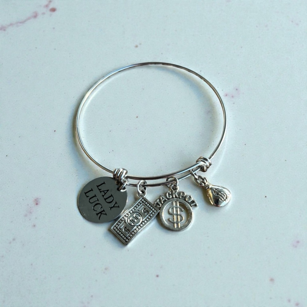 Gamblers Lucky Bracelet with 4 Lucky Charms - Picture 1 of 2